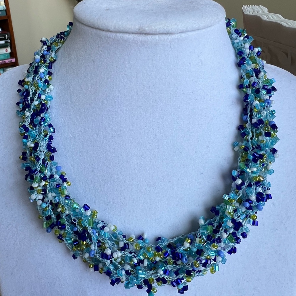 Blue and Green Beaded Necklace